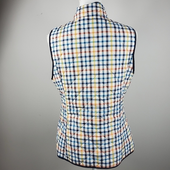 Talbots Plaid Quilted Vest Colorful Zip Up S - Picture 8 of 9